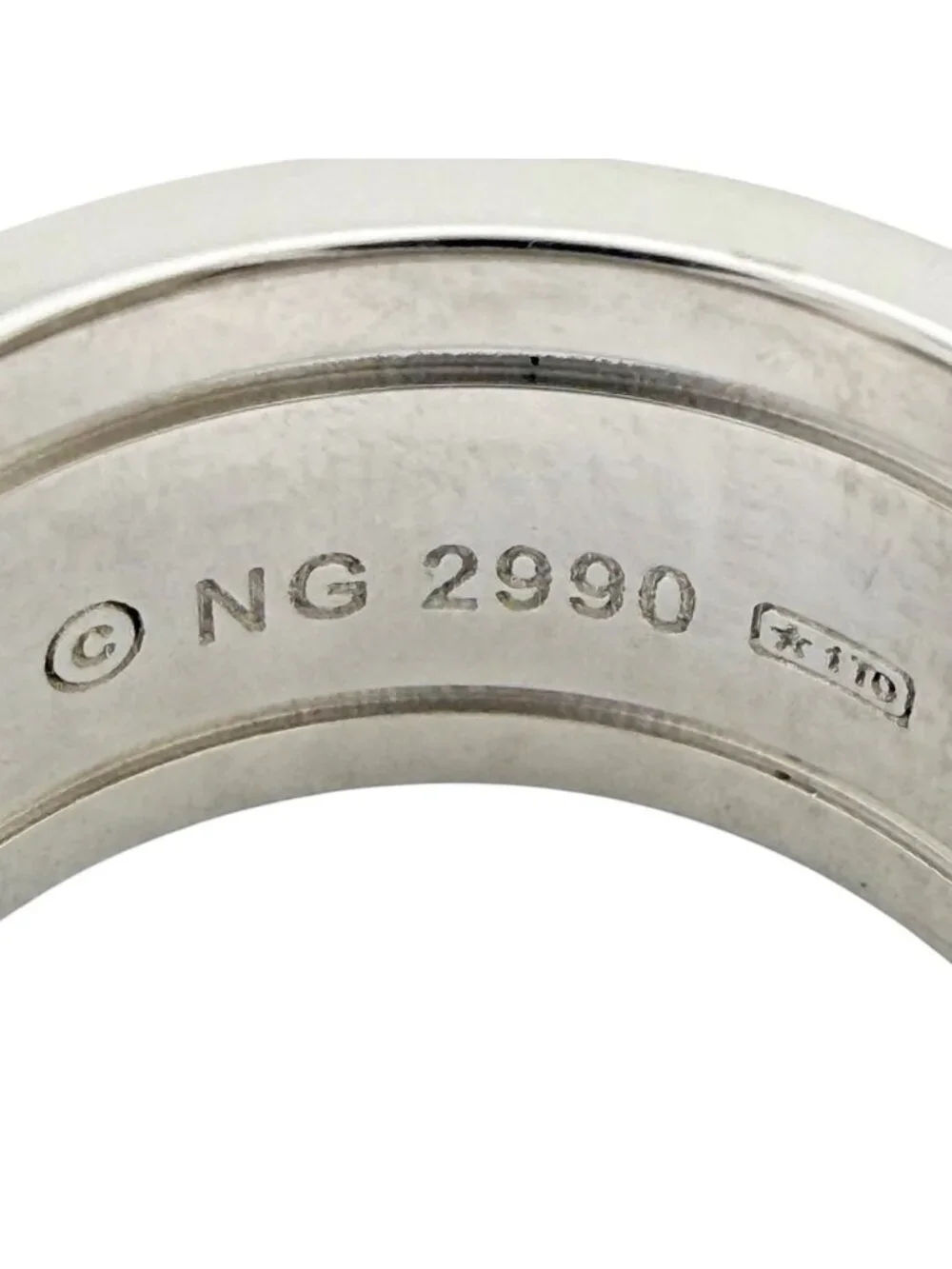 Cartier C2 Wide Ring 18k White Gold Diamond